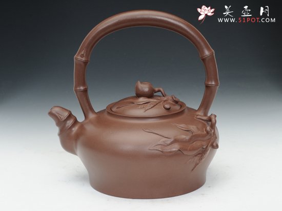 紫砂壶图片：祝寿提梁 - 宜兴紫砂壶网