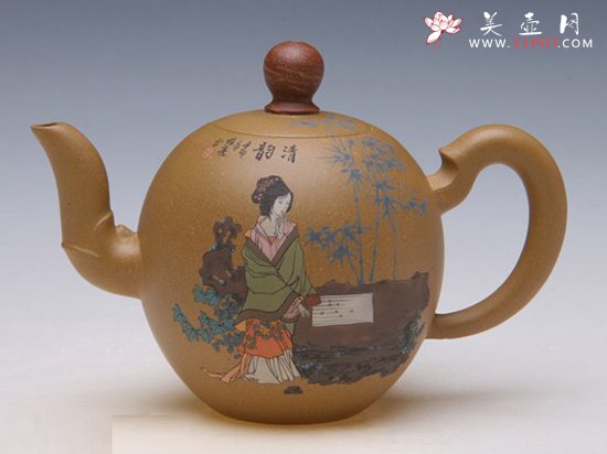 紫砂壶图片：彩绘一粒珠 - 宜兴紫砂壶网