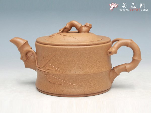 紫砂壶图片：竹段壶（全手工）（段泥） - 宜兴紫砂壶网