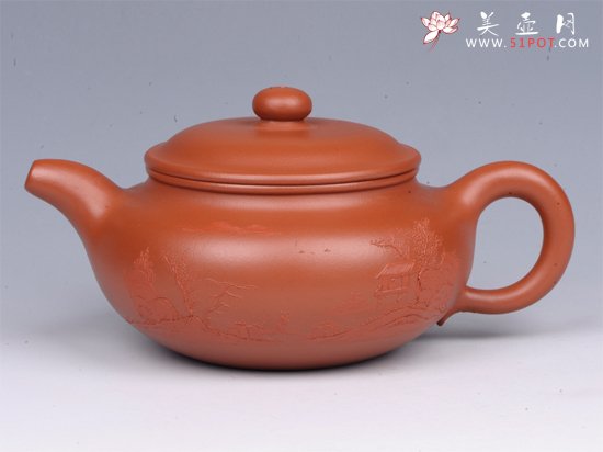 紫砂壶图片：仿古（朱泥泥绘） - 宜兴紫砂壶网