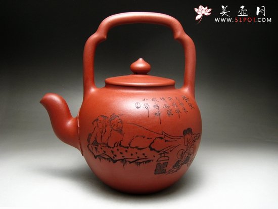 紫砂壶图片：大肚提梁 - 宜兴紫砂壶网