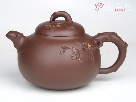 紫砂壶图片：玉兰富贵（高）  ... - 宜兴紫砂壶网