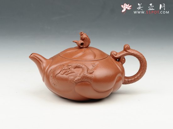 紫砂壶图片：扁鱼化龙 220cc - 宜兴紫砂壶网