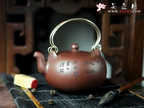 紫砂壶图片：银把一粒珠 - 宜兴紫砂壶网