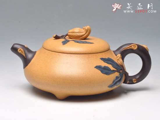 紫砂壶图片：佛手 黄金段泥 280cc - 宜兴紫砂壶网