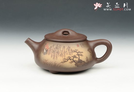 紫砂壶图片：山水石瓢 - 宜兴紫砂壶网