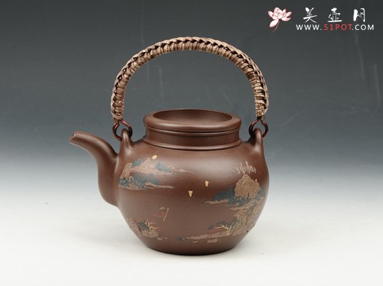 紫砂壶图片：蛋包提梁 500cc 原矿紫泥 - 宜兴紫砂壶网