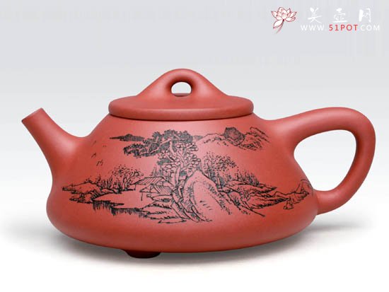 紫砂壶图片：子冶石瓢  泥料：红皮龙清水泥  容量：300CC - 宜兴紫砂壶网