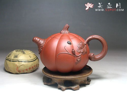 紫砂壶图片：朱泥南瓜壶 - 宜兴紫砂壶网