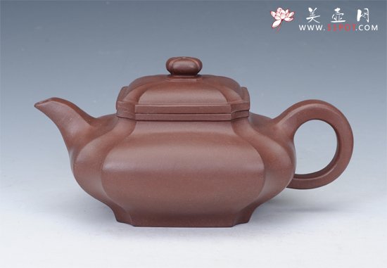 紫砂壶图片：六方抽角水扁 - 宜兴紫砂壶网
