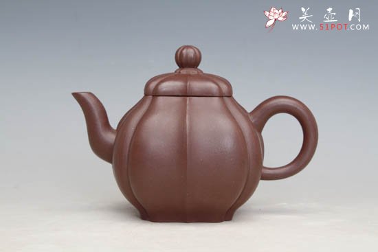 紫砂壶图片：四方菱花(紫泥) - 宜兴紫砂壶网