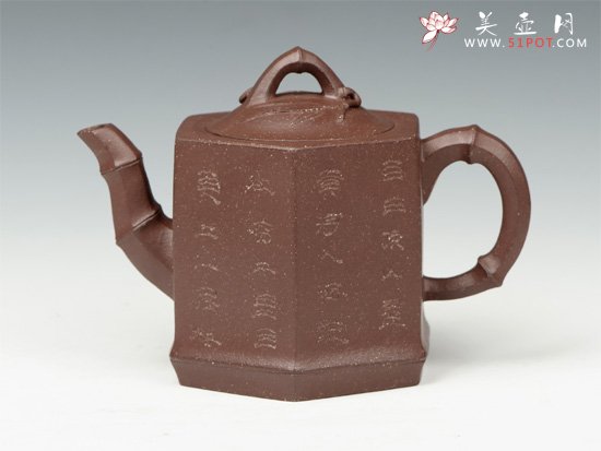 紫砂壶图片：六方竹韵 - 宜兴紫砂壶网