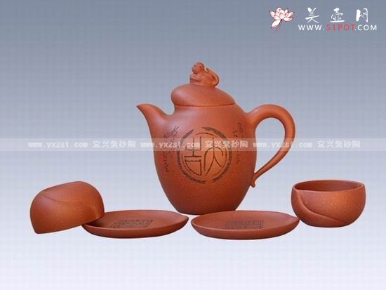 紫砂壶图片：五件金猴献瑞 - 宜兴紫砂壶网