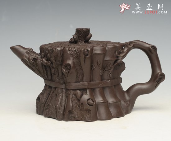 紫砂壶图片：束柴三友     容量：250cc - 宜兴紫砂壶网