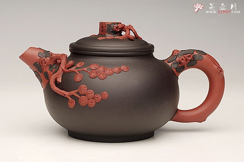 紫砂壶图片：双色将军松壶 - 宜兴紫砂壶网