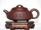 紫砂壶图片：紫茄泥  竹编三脚石瓢 - 宜兴紫砂壶网