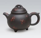 紫砂壶图片：三足印花 - 宜兴紫砂壶网