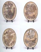 紫砂壶图片：春夏秋冬挂盘 - 宜兴紫砂壶网