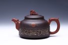 紫砂壶图片：镶金丹凤朝阳 朱萍萍制作 朱建伟监制 - 宜兴紫砂壶网