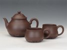 紫砂壶图片：莲韵三件套 - 宜兴紫砂壶网