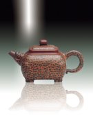 紫砂壶图片：古兽豹方壶 - 宜兴紫砂壶网